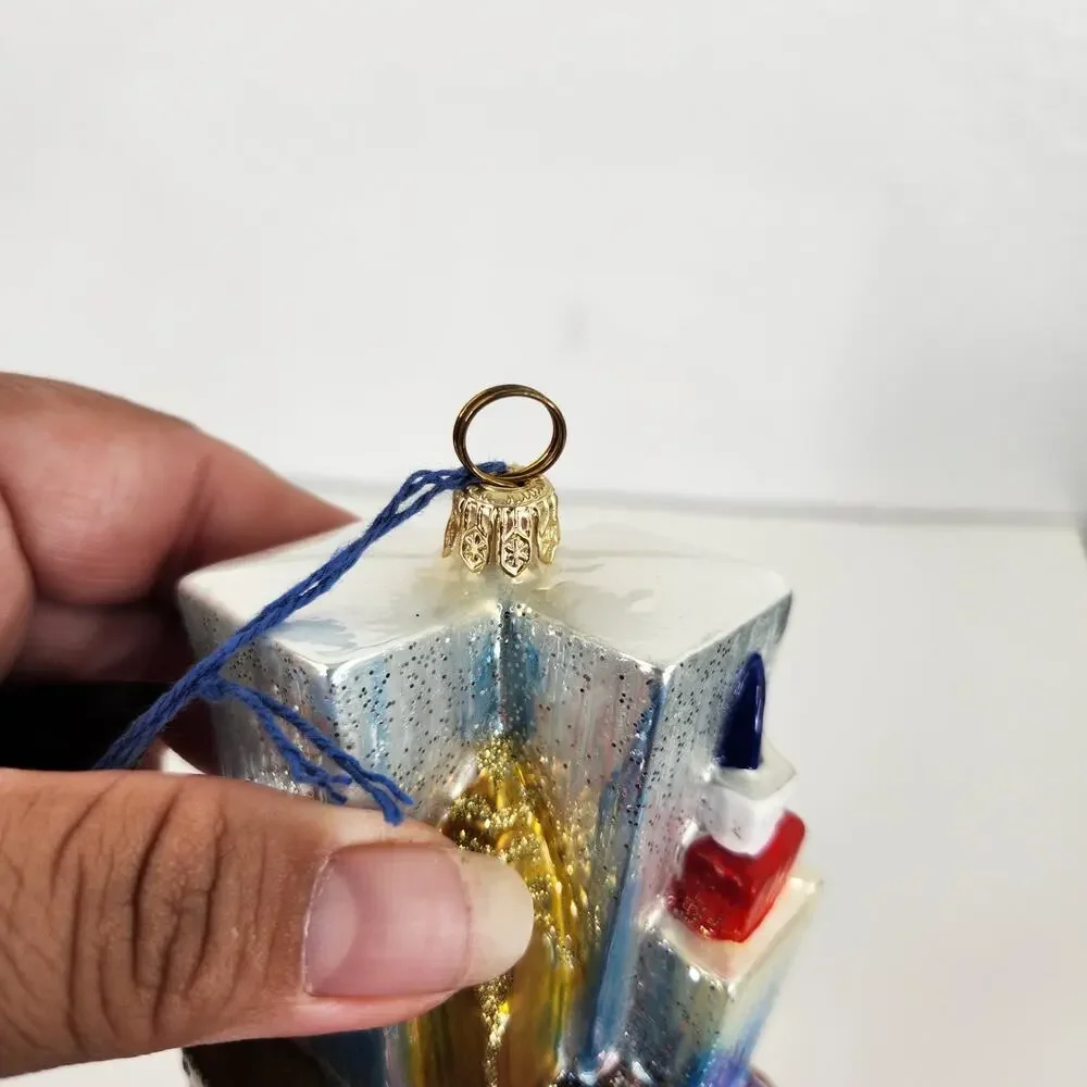 Joy to the Word Limited Edition Twin Towers Christmas Glass Ornament Hand Made